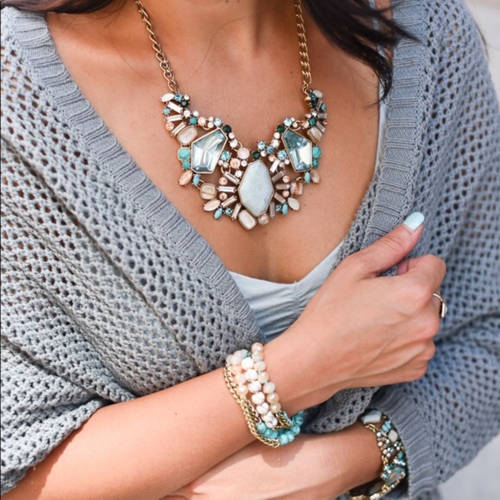 🆕 Aquamarina Statement Necklace c+i N407